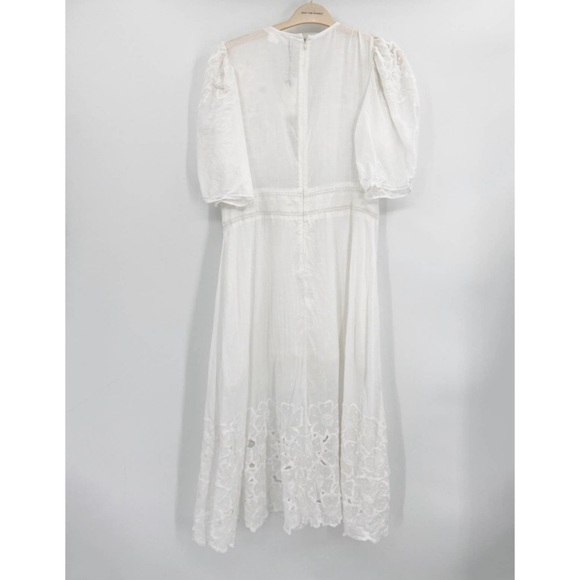 NWT Veronica Beard Hope Eyelet Puff Sleeve White Maxi Dress, Size 14 - Picture 8 of 10